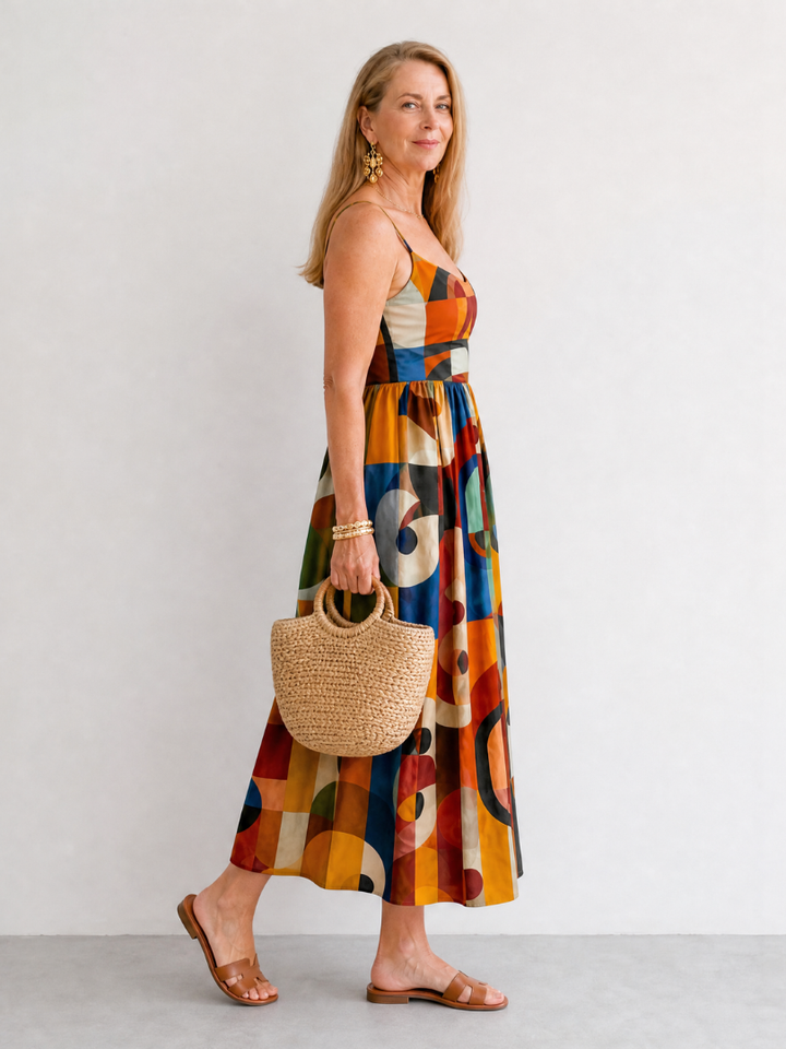 Zoraline | Geometric Print Midi Dress