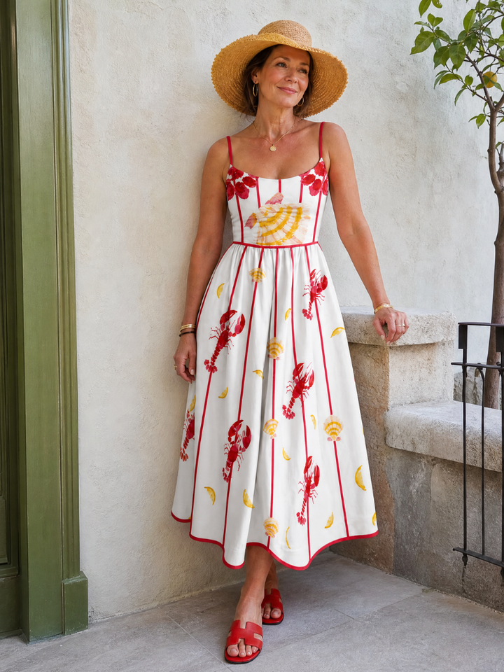 Coriselle | Lobster Shell Print Midi Dress